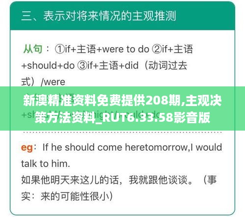 新澳精准资料免费提供208期,主观决策方法资料_RUT6.33.58影音版