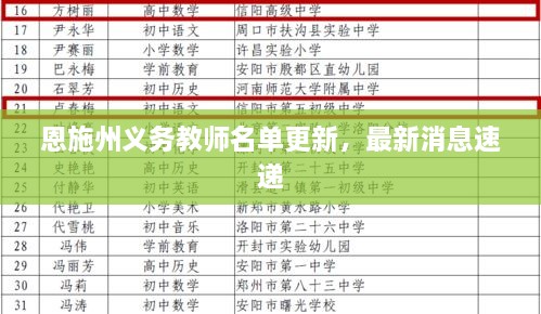 恩施州义务教师名单更新，最新消息速递