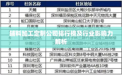 辅料加工定制公司排行榜及行业影响力解析