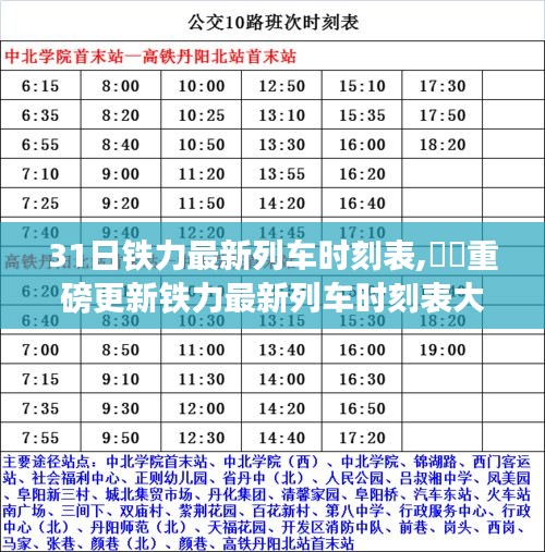 铁力最新列车时刻表大全（3月31日最新版），小红书推荐指南