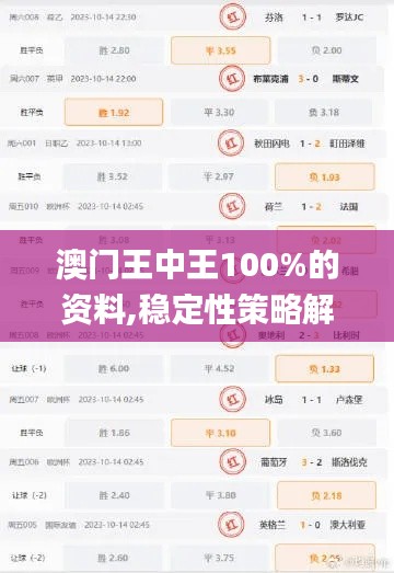 澳门王中王100%的资料,稳定性策略解析_试点款64.48