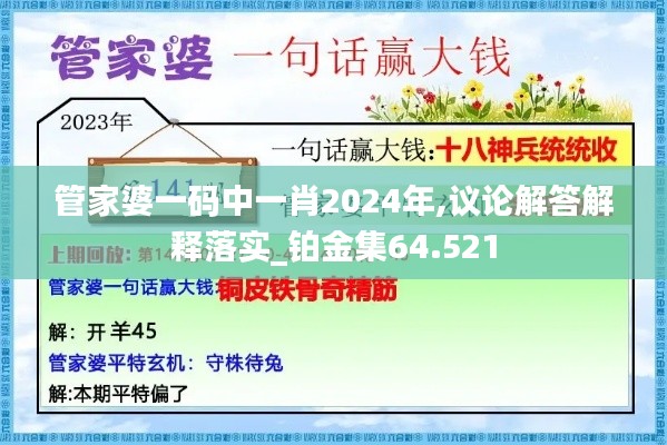 管家婆一码中一肖2024年,议论解答解释落实_铂金集64.521