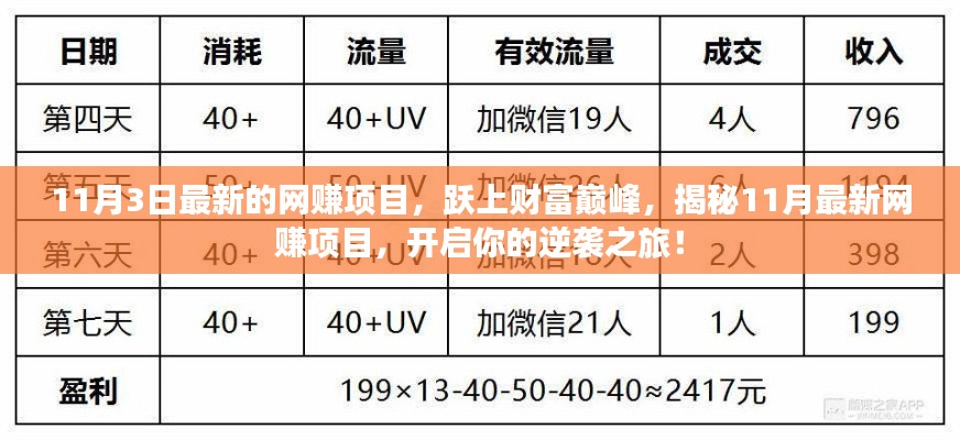 揭秘11月最新网赚项目，开启逆袭之旅，跃上财富巅峰！