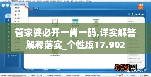 管家婆必开一肖一码,详实解答解释落实_个性版17.902