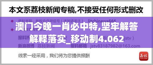 澳门今晚一肖必中特,坚牢解答解释落实_移动制4.062