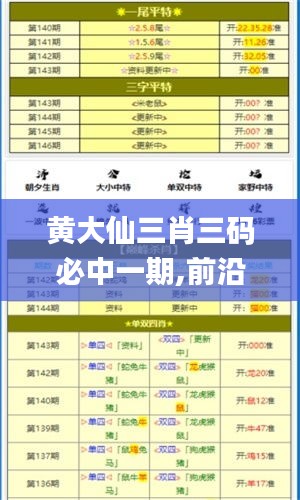 黄大仙三肖三码必中一期,前沿技术解析落实_高阶版60.624