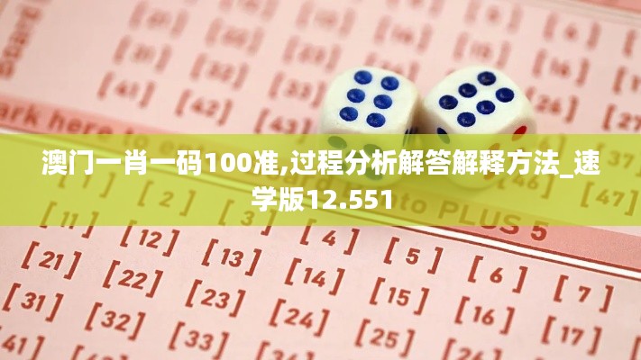 澳门一肖一码100准,过程分析解答解释方法_速学版12.551