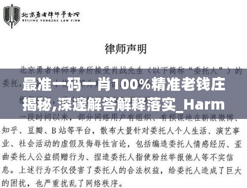 最准一码一肖100%精准老钱庄揭秘,深邃解答解释落实_Harmony22.447