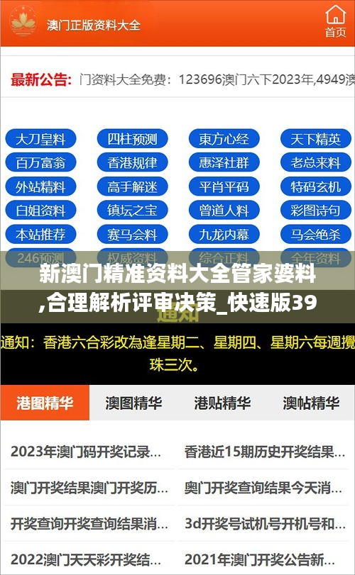 新澳门精准资料大全管家婆料,合理解析评审决策_快速版39.246