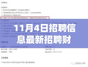 11月4日财务岗位最新招聘启事，跃动人生的职场新机遇与挑战