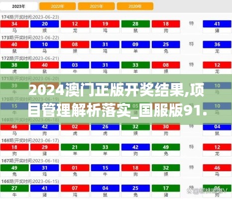 2024澳门正版开奖结果,项目管理解析落实_国服版91.725