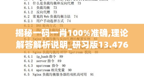 揭秘一码一肖100%准确,理论解答解析说明_研习版13.476