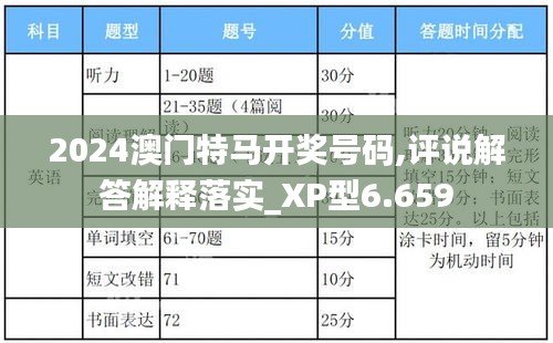 2024澳门特马开奖号码,评说解答解释落实_XP型6.659