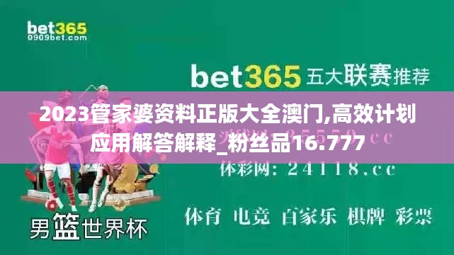 2023管家婆资料正版大全澳门,高效计划应用解答解释_粉丝品16.777