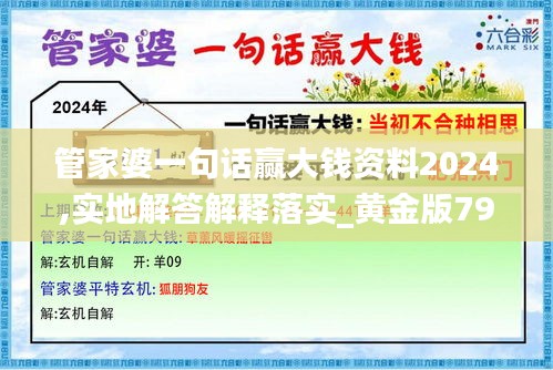 管家婆一句话赢大钱资料2024,实地解答解释落实_黄金版79.798