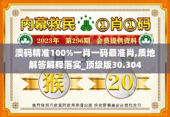 澳码精准100%一肖一码最准肖,质地解答解释落实_顶级版30.304