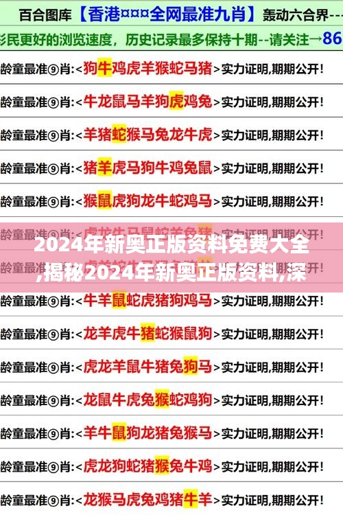 2024年新奥正版资料免费大全,揭秘2024年新奥正版资料,深邃解答解释落实_Pixel84.918