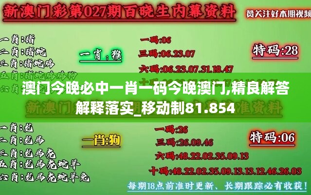 澳门今晚必中一肖一码今晚澳门,精良解答解释落实_移动制81.854