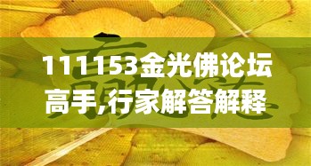 111153金光佛论坛高手,行家解答解释落实_36041.911