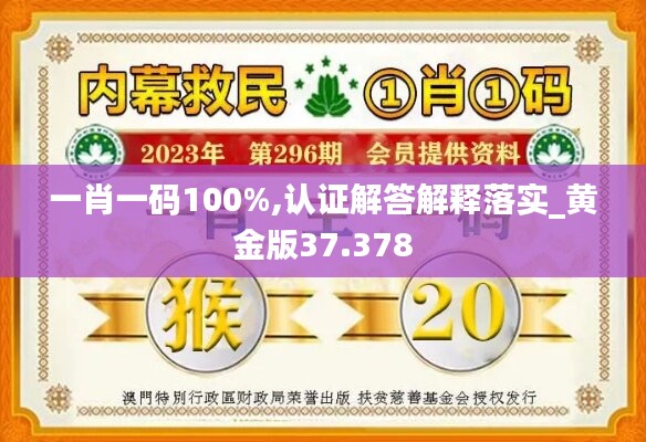 一肖一码100%,认证解答解释落实_黄金版37.378