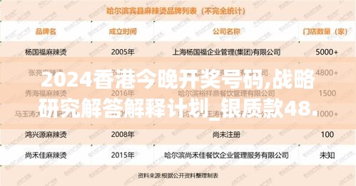 2024香港今晚开奖号码,战略研究解答解释计划_银质款48.121