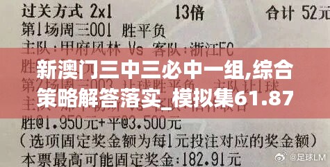 新澳门三中三必中一组,综合策略解答落实_模拟集61.873