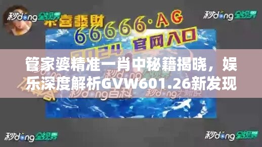 管家婆精准一肖中秘籍揭晓，娱乐深度解析GVW601.26新发现