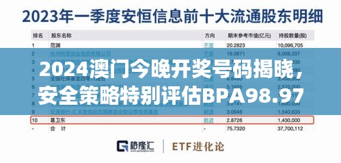 2024澳门今晚开奖号码揭晓，安全策略特别评估BPA98.97