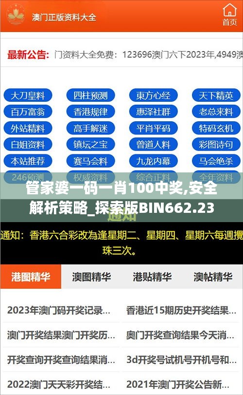 管家婆一码一肖100中奖,安全解析策略_探索版BIN662.23