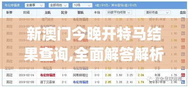 新澳门今晚开特马结果查询,全面解答解析_神话版MKT426.1