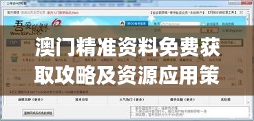 澳门精准资料免费获取攻略及资源应用策略_领航版WYZ467.04