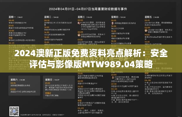 2024澳新正版免费资料亮点解析：安全评估与影像版MTW989.04策略