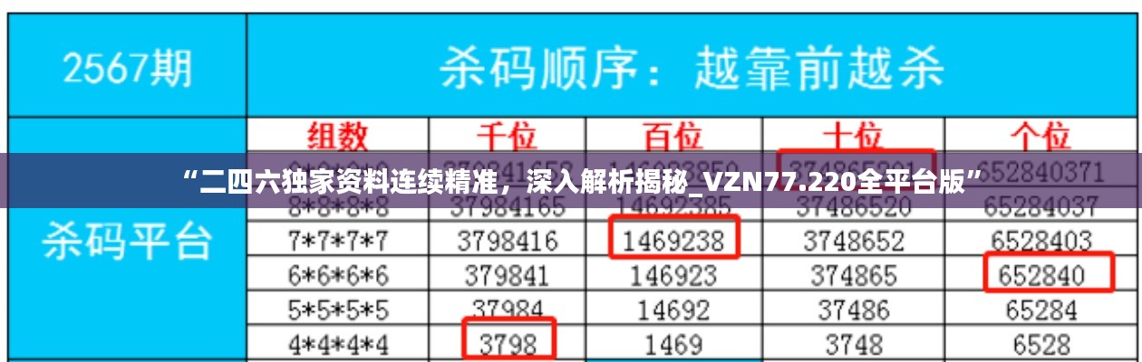 “二四六独家资料连续精准，深入解析揭秘_VZN77.220全平台版”