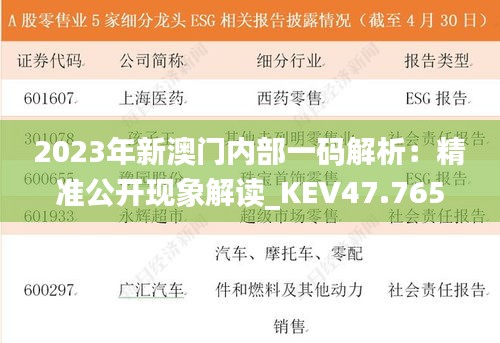 2023年新澳门内部一码解析：精准公开现象解读_KEV47.765物联网版