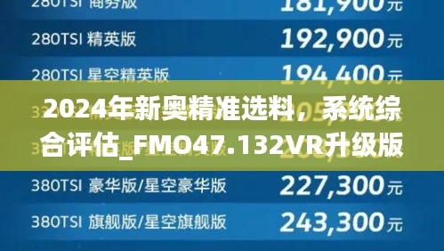 2024年新奥精准选料，系统综合评估_FMO47.132VR升级版