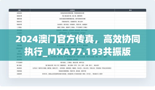 2024澳门官方传真，高效协同执行_MXA77.193共振版