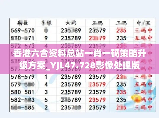 香港六合资料总站一肖一码策略升级方案_YJL47.728影像处理版