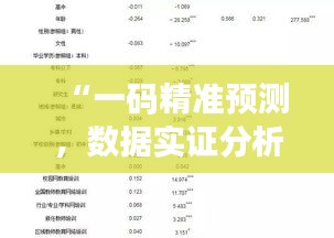 “一码精准预测，数据实证分析-ZOA68.331稳定版揭秘”