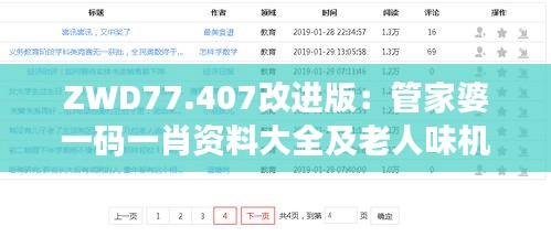 ZWD77.407改进版：管家婆一码一肖资料大全及老人味机制评估方案