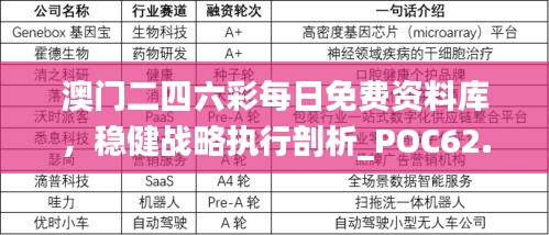 澳门二四六彩每日免费资料库，稳健战略执行剖析_POC62.476升级版