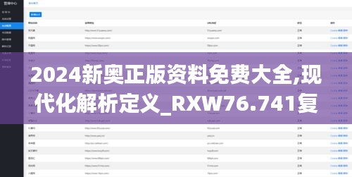 2024新奥正版资料免费大全,现代化解析定义_RXW76.741复刻版