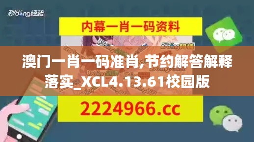 澳门一肖一码准肖,节约解答解释落实_XCL4.13.61校园版