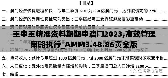 王中王精准资料期期中澳门2023,高效管理策略执行_AMM3.48.86黄金版