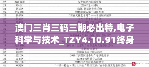 澳门三肖三码三期必出特,电子科学与技术_TZY4.10.91终身版