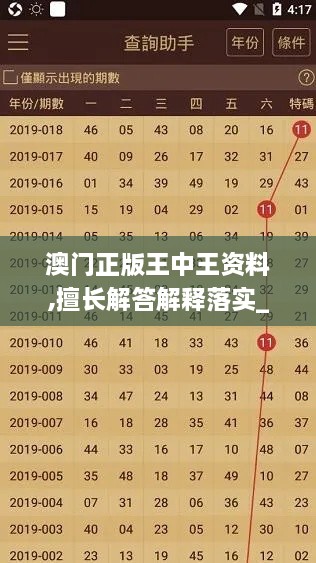 澳门正版王中王资料,擅长解答解释落实_YOU7.57.44付费版