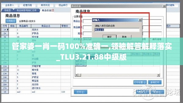 管家婆一肖一码100%准确一,领袖解答解释落实_TLU3.21.88中级版