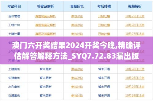 澳门六开奖结果2024开奖今晚,精确评估解答解释方法_SYQ7.72.83漏出版