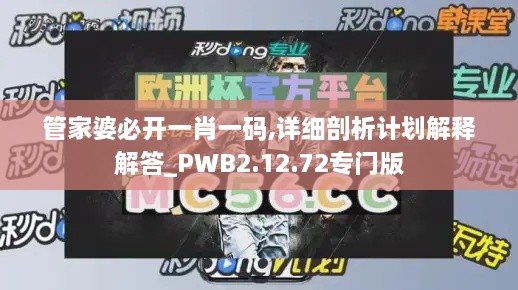 管家婆必开一肖一码,详细剖析计划解释解答_PWB2.12.72专门版