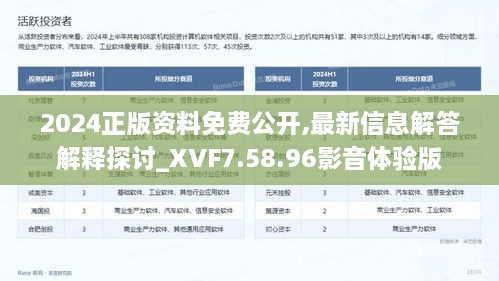 2024正版资料免费公开,最新信息解答解释探讨_XVF7.58.96影音体验版