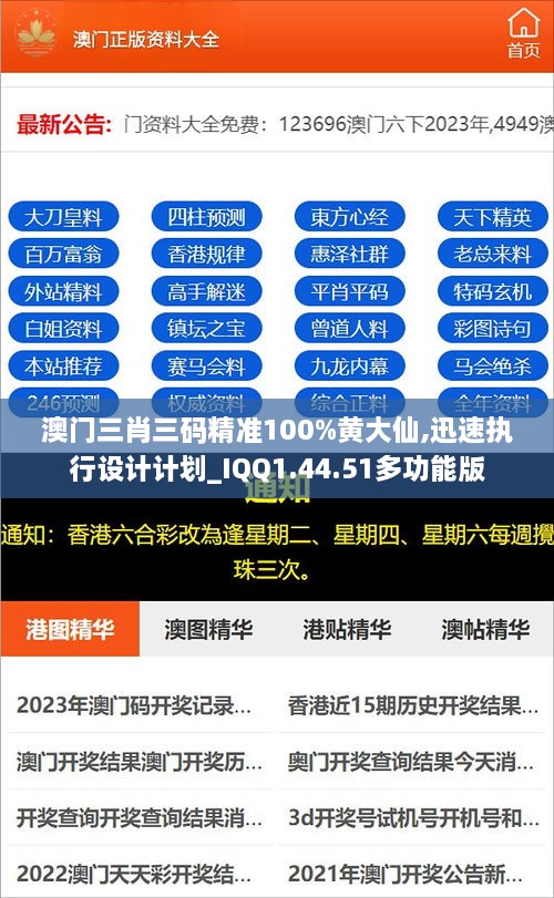 澳门三肖三码精准100%黄大仙,迅速执行设计计划_IQQ1.44.51多功能版